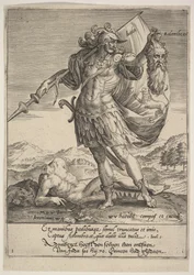 Juda met het hoofd van Adonibezek, uit Willem van Haecht, Tyrannorum proemia, 1578