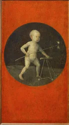 Klein kind met windmolen, tondo, ca.1490 (olieverf op hout)