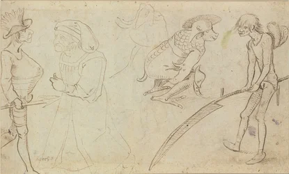 Studies van groteske figuren