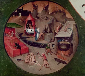 Tafelblad van de Zeven Hoofdzonden en de Vier Laatste Dingen, detail van de Hel, c.1480 (olie op paneel)
