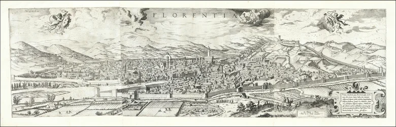 Gezicht op Florence uit 1557 door Hieronymus Cock, in 1601 uitgegeven door Paul van der Houve