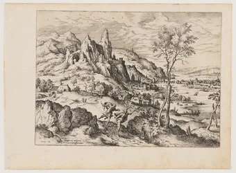 Daphne vervolgd door Apollo, uit Landschappen met bijbelse en mythologische scènes