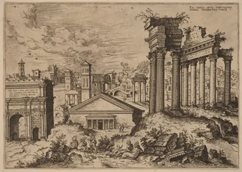 Uitzicht op het Forum vanaf de voet van het Capitool