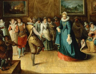 Een dansfeest (schilderij op eikenhout)