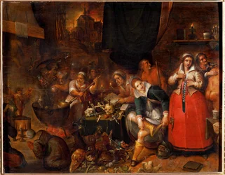 Heksenkeuken (schilderij op eikenhout)