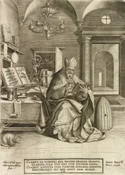 Sint Ambrosius, uit de serie De vier vaders van de kerk, uitgegeven 1586