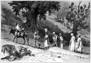 Kabylische familie op reis, Algerije, ca. 1890