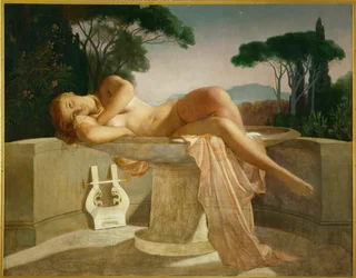 Jeune fille dans une vasque (schilderij op doek)