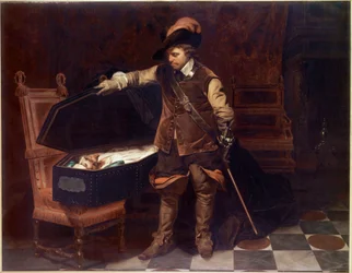 Oliver Cromwell voor de kist van Karel I Stuart (1649)