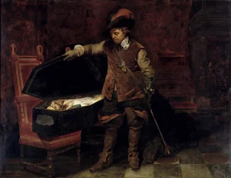 Oliver Cromwell (1599-1658) opent de kist van Karel I (1600-49) 1831