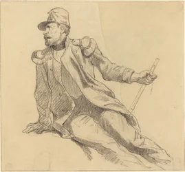 Een zittende soldaat