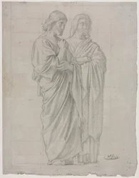 Twee staande figuren (studie voor het linker gedeelte van De missie van de apostelen)