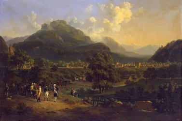 Ontmoeting van Napoleon met de ambassadeurs van de Oostenrijkse keizer nabij Leoben Steiermark op 7 april