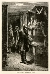 Dit was een slaapwagen, uit De Reis om de Wereld in Tachtig Dagen door Jules Verne (1828-1905) gegraveerd door Adolphe François Pannemaker (1822-1900), 1873