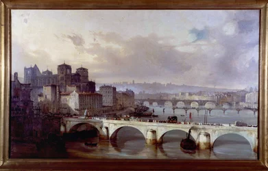 Processie die de brug van het Aartsbisdom in Lyon passeert - schilderij door Hyppolyte Leymarie, circa 1835-1840, Gadagne Museum in Lyon.