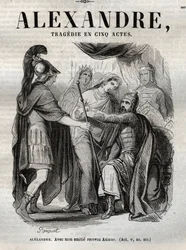 Alexander. Met mijn vriendschap ontvang Axiane - Alexander de Grote tragedie in vijf bedrijven - gravure in 