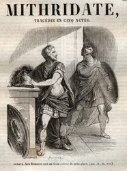 Mithridate tragedie in vijf bedrijven van Jean Racine - gravure in 