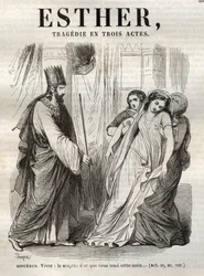 Scène uit Esther, tragedie van Jean Racine - gravure in 