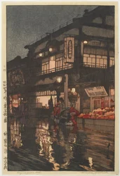 Kagurazaka-straat na een nachtelijke regenbui