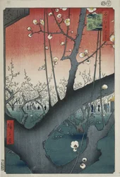 De pruimentuin bij het Kameido-heiligdom