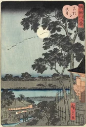 Herfstmaan boven de Matsuchiyama-heuvel, november 1861