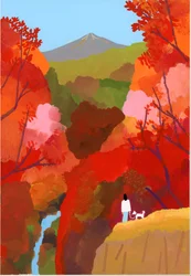 Herfstbladeren en watervallen