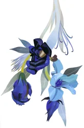 Bloem getekend met blauwe tint