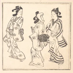 Blad uit een boek getiteld: Wakoku Hiaku-jo: Honderd Japanse vrouwen