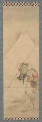 De visser Hakuryo en de Fuji, Edo-periode, 1770-1820
