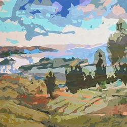 Landschap Obscura - 11, 2024 (olieverf op doek)