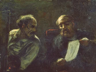 Een discussie in het atelier, 1852-55