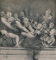 Een literaire discussie in de bovenste galerij, c.1864