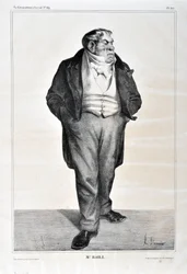 Kunstwerk door Honore Daumier (1808-1879). Charivari dateert uit 1833: Serie Celebrites de la caricature Mr. Baill... MUSEUM VAN SCHONE KUNSTEN - PALEIS LONGCHAMP, MARSEILLE