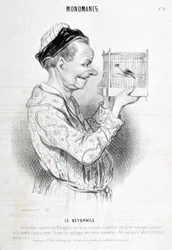 Kunstwerk door Honore Daumier (1808-1879) Charivari uit 1840: Serie MONOMANES Le Betophile 