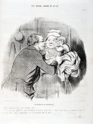 Het bezoek aan de verpleegster - Laten we papa kussen, lief kind - Hij wil vandaag niet, maar meestal...