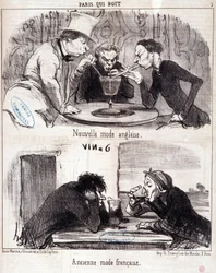 Cartoon over gastronomisch misbruik. Serie 