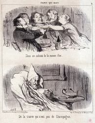 Cartoon over gastronomisch misbruik. Serie 