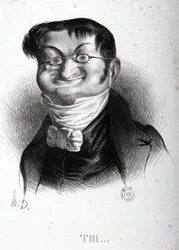 Cartoon door Adolphe Thiers (1797-1877), Franse staatsman. Tekening door Honore Daumier (1808-1879). Arbaud Museum.
