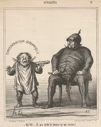 Hi! hi! ... Hij heeft de boter van mijn boterham gelikt