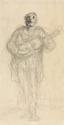 Zingende gitarist (recto), 1855-60