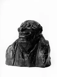 De bustes van de Celebrites du Juste Milieu. Karikatuur door Auguste Hilarion Graaf van Keratry, afgevaardigde en paar van Frankrijk. Beeldhouwwerk door Honore Daumier, 19e eeuw