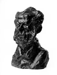 De bustes van de Celebrites du Juste Milieu. Karikatuur door Baron Jacques Antoine Adrien Delort, generaal en afgevaardigde. De spotter. Beeldhouwwerk door Honore Daumier, 19e eeuw