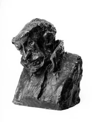 De bustes van de Celebrites van het Rechter Midden. Karikatuur door Joachim Gaudry, magistraat. Triest tot de dood. Beeldhouwwerk door Honore Daumier, 19e eeuw