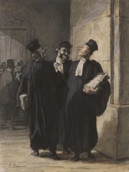 Drie advocaten in gesprek, ca. 1862-65