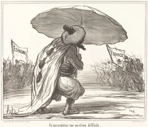 Een parasol in een moeilijke positie