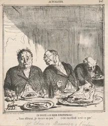 Een gast bij een diner van hippophagen: Zal ik u nog wat aanbieden? Het is uitstekend, nietwaar?