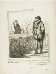 «Hallo, buurman, bent u zoals ik? Ik begin te geloven dat we er goed aan zouden doen naar Parijs terug te keren», plaat 1 uit La Campagne en Hiver
