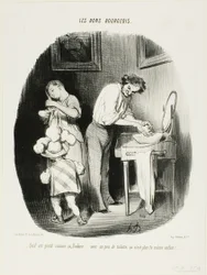 "- Is hij niet schattig zo, Dodore... met een beetje opruimen is hij gewoon niet meer hetzelfde kind!..," bord 37 van Les Bons Bourgeois