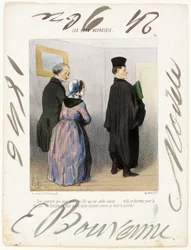 "- Is het niet prachtig om een zoon te hebben die advocaat is... wat een eer voor de familie... Adolph, ik wil dat je de hele dag zo gekleed blijft!...," plaat 21 uit Les Bons Bourgeois