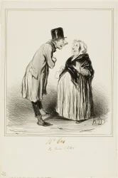 "- Nou ja, het is waar, de dochter van Mame Chopin is gisteren getrouwd met de zoon van Durand. Ik heb net met de jongeman gepraat en uit wat hij me vertelde (in volle vertrouwen), moet ze voor hem wel een paar rare hebben gehad...," plaat 6 uit Les Parisi